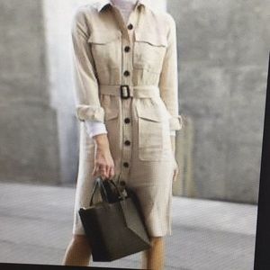 Ann Taylor Safari Linen Waist Tie Trench Dress